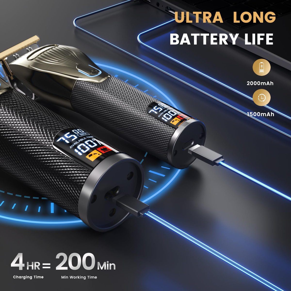 Piceve Hair Clipper for Men – Professional Cordless Hair Cutting & Trimmer Set with Powerful Motor & LCD Display Avelisse