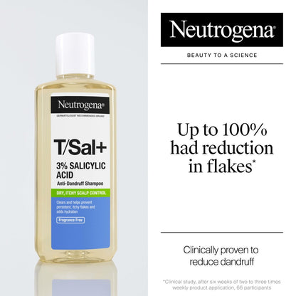 Neutrogena T/Sal 3% Salicylic Acid Anti-Dandruff Shampoo – Controls Scalp Build-Up & Relieves Itching & Flaking from Dandruff, Scalp Psoriasis & Seborrheic Dermatitis, 8 fl. oz