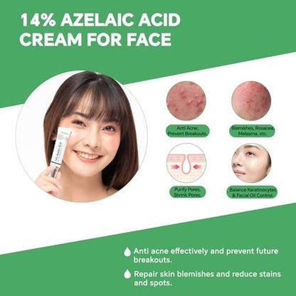 14% Azelaic Acid Serum for Face – Gentle Acne & Redness Treatment, Calms Sensitive Skin, Improves Blemishes & Uneven Tone, Lightweight Formula 1oz