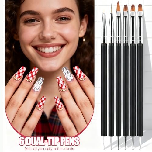 Artdone Nail Striping Tape Lines Kit with Nail Art Pens, Dotting Tools, and Liner Brushes for Gel Polish – Small Detail Drawing Design Paint - görsel 6