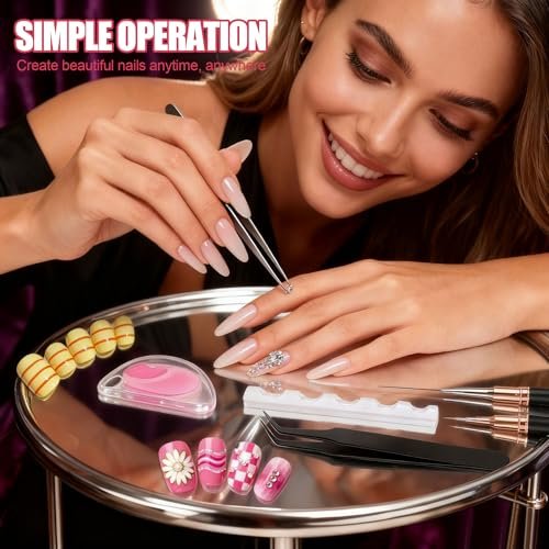 Artdone Nail Striping Tape Lines Kit with Nail Art Pens, Dotting Tools, and Liner Brushes for Gel Polish – Small Detail Drawing Design Paint - görsel 8