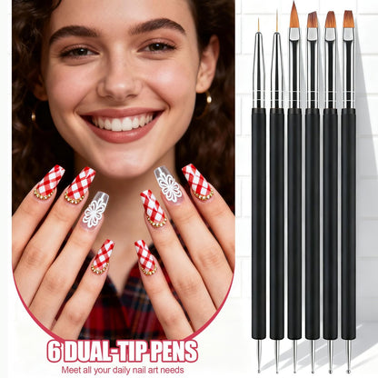 Artdone Nail Striping Tape Lines Kit with Nail Art Pens, Dotting Tools, and Liner Brushes for Gel Polish – Small Detail Drawing Design Paint