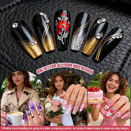 Artdone Nail Striping Tape Lines Kit with Nail Art Pens, Dotting Tools, and Liner Brushes for Gel Polish – Small Detail Drawing Design Paint - görsel 12