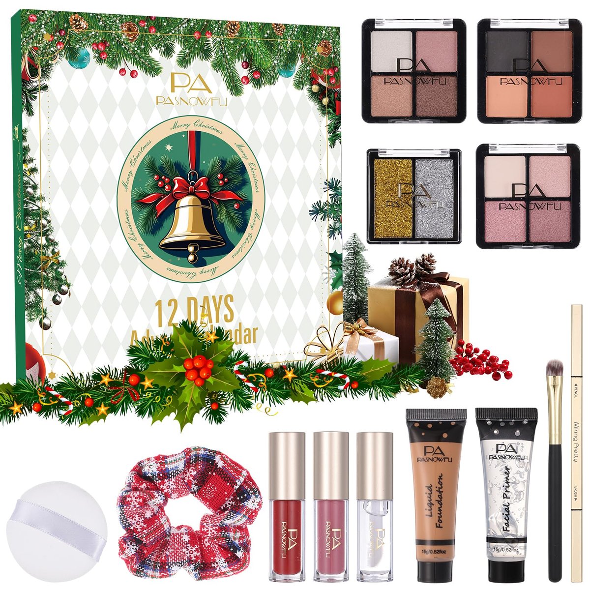 12 Days of Makeup Advent Calendar 2025 – Christmas Countdown Surprise Box for Women, Teens & Girls | Cosmetic Starter Set with Eyeliner & Lip Oil - görsel 1