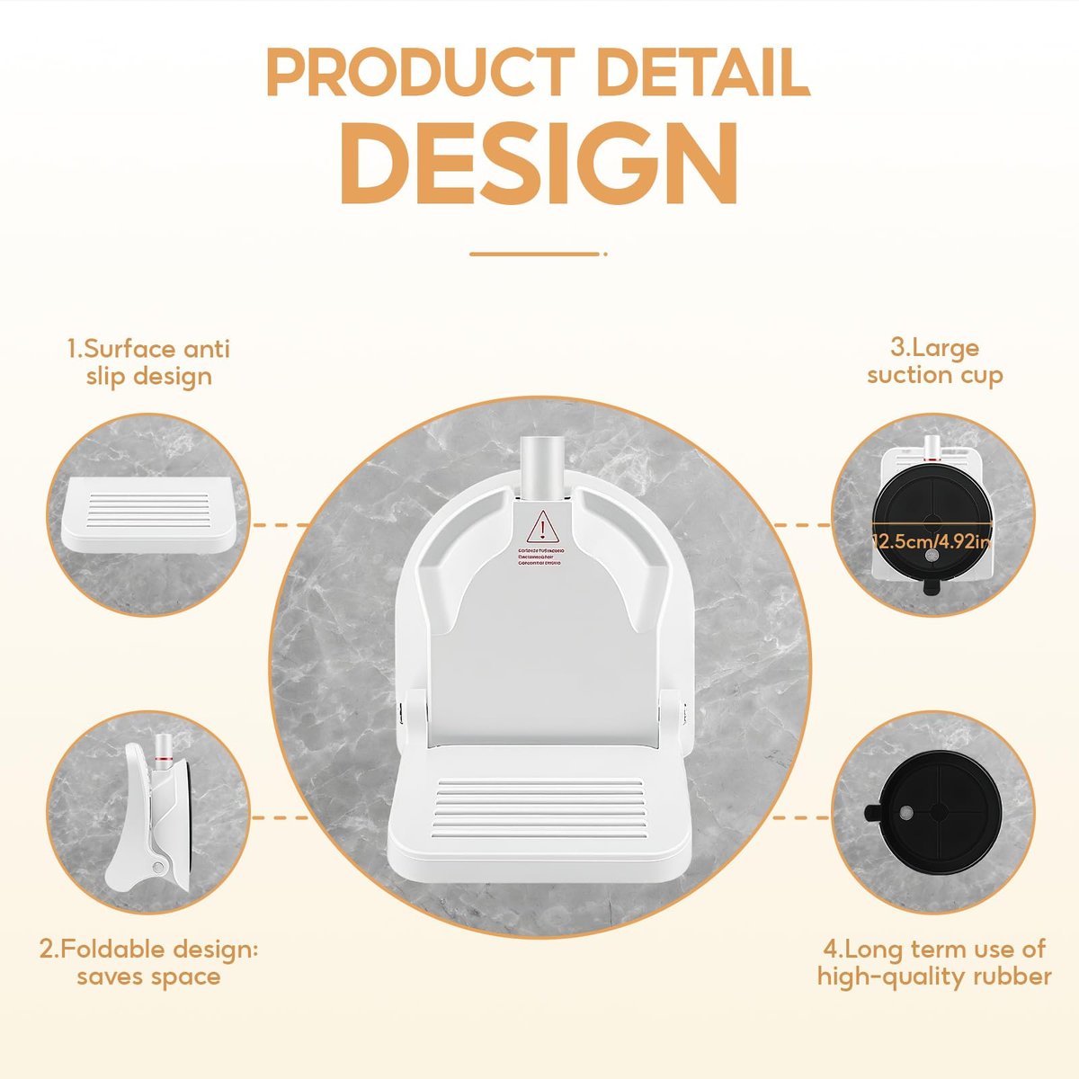 No-Drill Foldable Anti-Slip Shower Foot Rest - Suction Cup Shower Step for Shaving Legs, Supports Pregnant Women & Back Pain Relief Avelisse