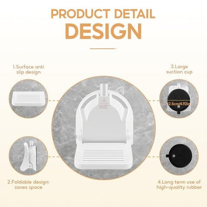 No-Drill Foldable Anti-Slip Shower Foot Rest - Suction Cup Shower Step for Shaving Legs, Supports Pregnant Women & Back Pain Relief Avelisse