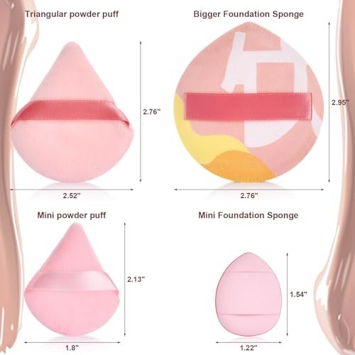 16-Piece Makeup Sponge Set: Triangle Powder Puff & Mini Beauty Blender Sponges for Flawless Foundation, Concealer & Powder Application – Pink - görsel 8