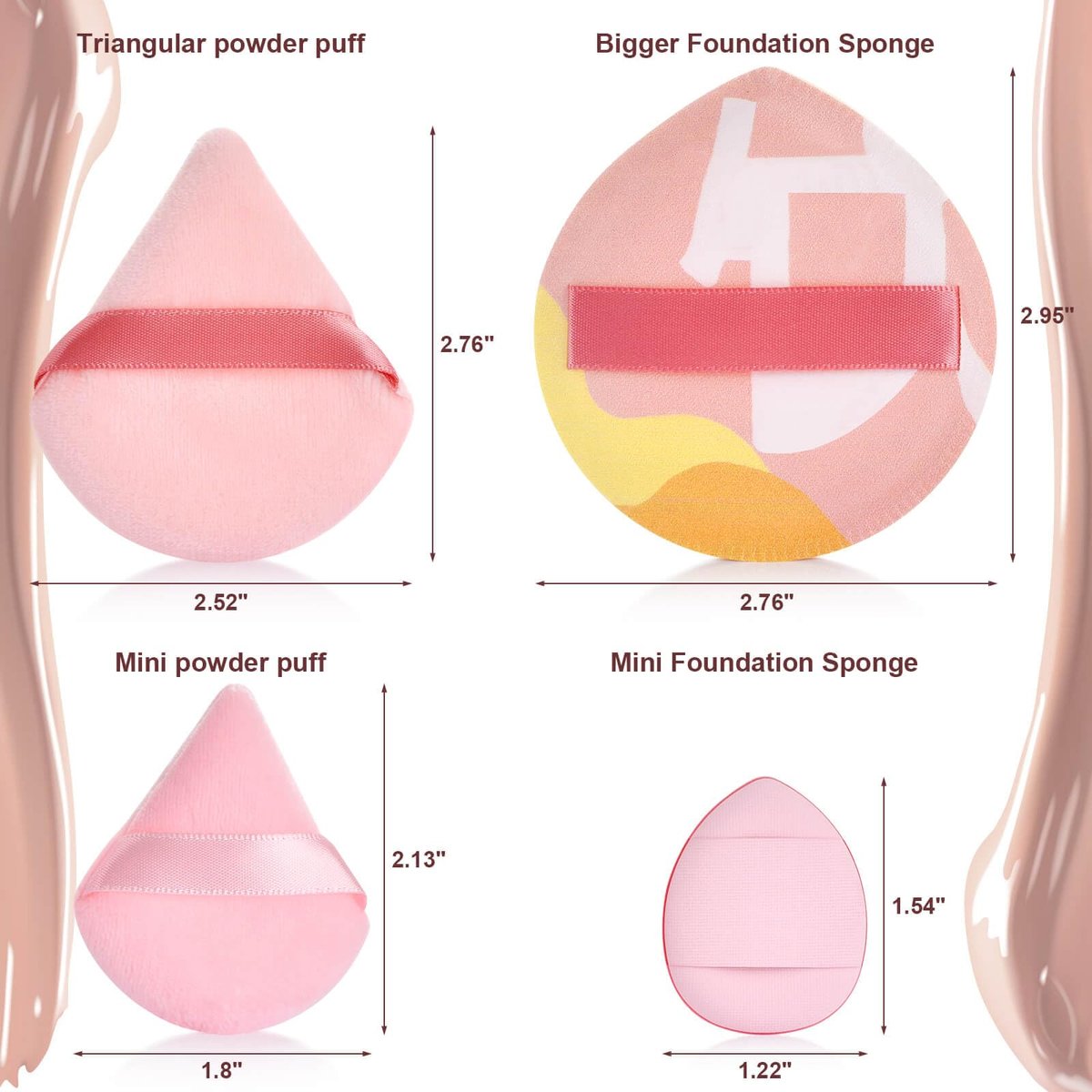 16-Piece Makeup Sponge Set: Triangle Powder Puff & Mini Beauty Blender Sponges for Flawless Foundation, Concealer & Powder Application – Pink - görsel 7
