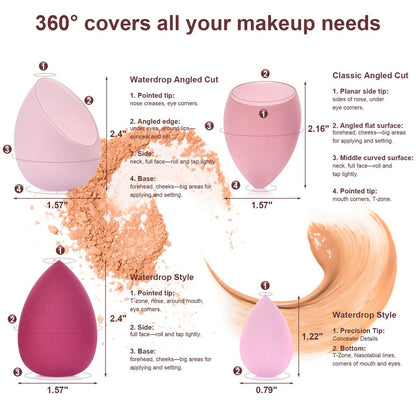 16-Piece Makeup Sponge Set: Triangle Powder Puff & Mini Beauty Blender Sponges for Flawless Foundation, Concealer & Powder Application – Pink