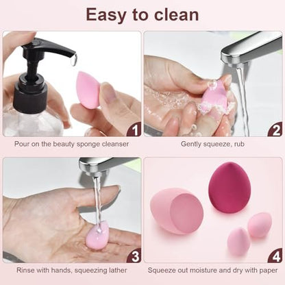 16-Piece Makeup Sponge Set: Triangle Powder Puff & Mini Beauty Blender Sponges for Flawless Foundation, Concealer & Powder Application – Pink