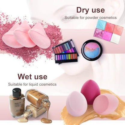 16-Piece Makeup Sponge Set: Triangle Powder Puff & Mini Beauty Blender Sponges for Flawless Foundation, Concealer & Powder Application – Pink