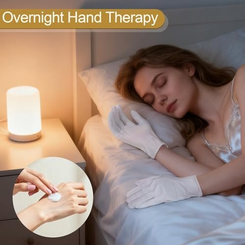 FOTKYXH 32-Pack (16 Pairs) Thin White Gloves for Dry Hands Sleeping - Breathable Cotton-Like Polyester with Elastic Cuff for Overnight Moisturizing, Eczema, Spa, Work, Inspection - görsel 10