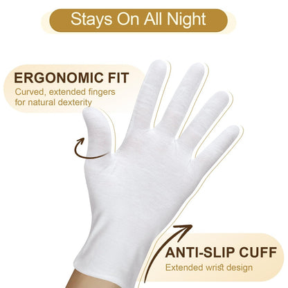 FOTKYXH 32-Pack (16 Pairs) Thin White Gloves for Dry Hands Sleeping - Breathable Cotton-Like Polyester with Elastic Cuff for Overnight Moisturizing, Eczema, Spa, Work, Inspection