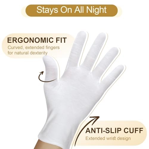 FOTKYXH 32-Pack (16 Pairs) Thin White Gloves for Dry Hands Sleeping - Breathable Cotton-Like Polyester with Elastic Cuff for Overnight Moisturizing, Eczema, Spa, Work, Inspection - görsel 4