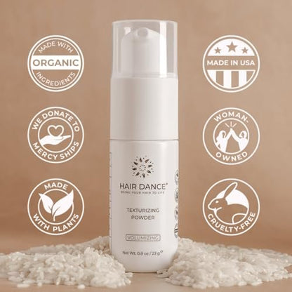 Hair Dance Volumizing Styling Powder - Natural & Organic Volume for All Hair Types, Unscented, Color-Safe, 0.8 oz Avelisse