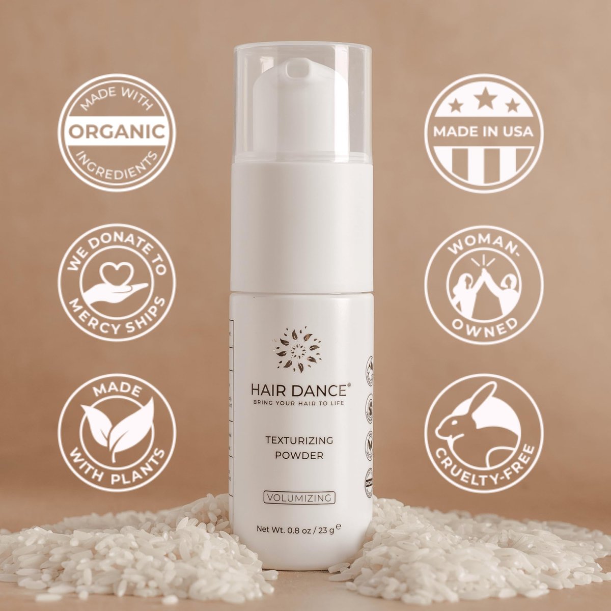 Hair Dance Volumizing Styling Powder - Natural & Organic Volume for All Hair Types, Unscented, Color-Safe, 0.8 oz Avelisse