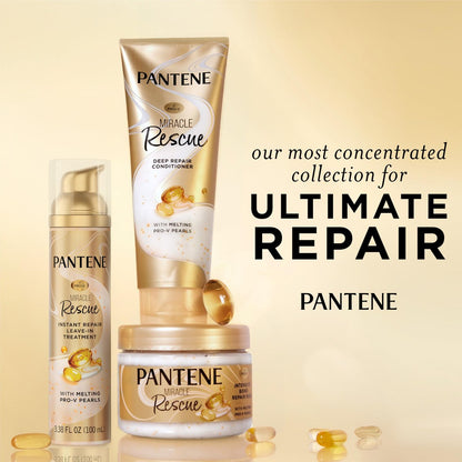 Pantene Miracle Rescue Leave-In Treatment with Pro-V Pearls – Instant Damage Repair, 3.38 oz