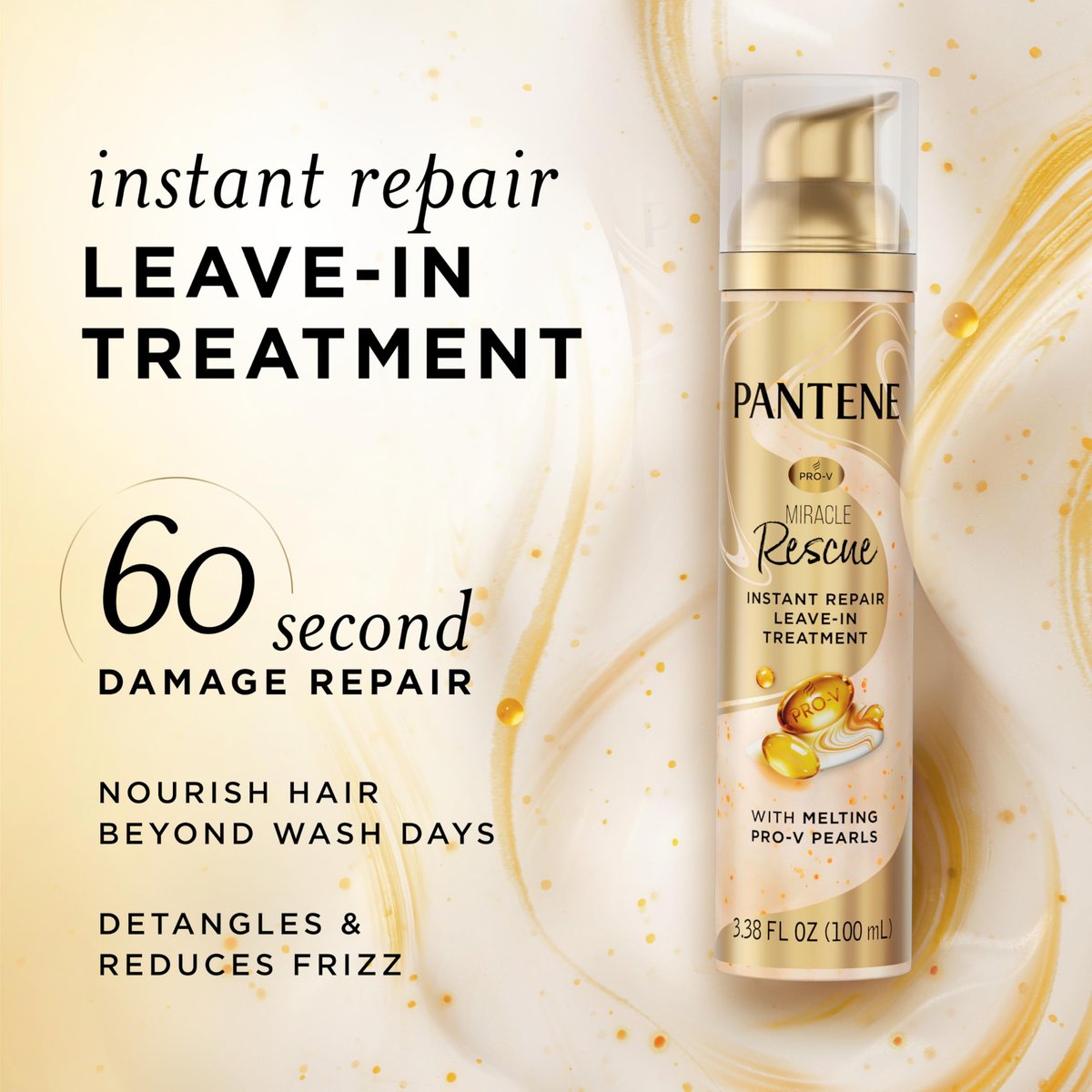 Pantene Miracle Rescue Leave-In Treatment with Pro-V Pearls – Instant Damage Repair, 3.38 oz - görsel 4