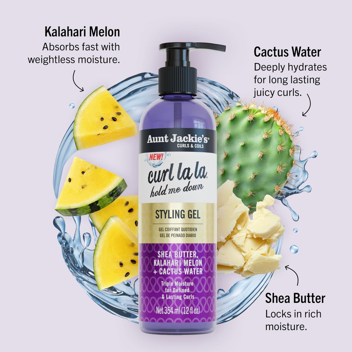 Aunt Jackie's Curls & Coils Curl La La Hold Me Down Styling Gel - 12 fl oz - Triple Moisture for Defined and Lasting Curls - görsel 3