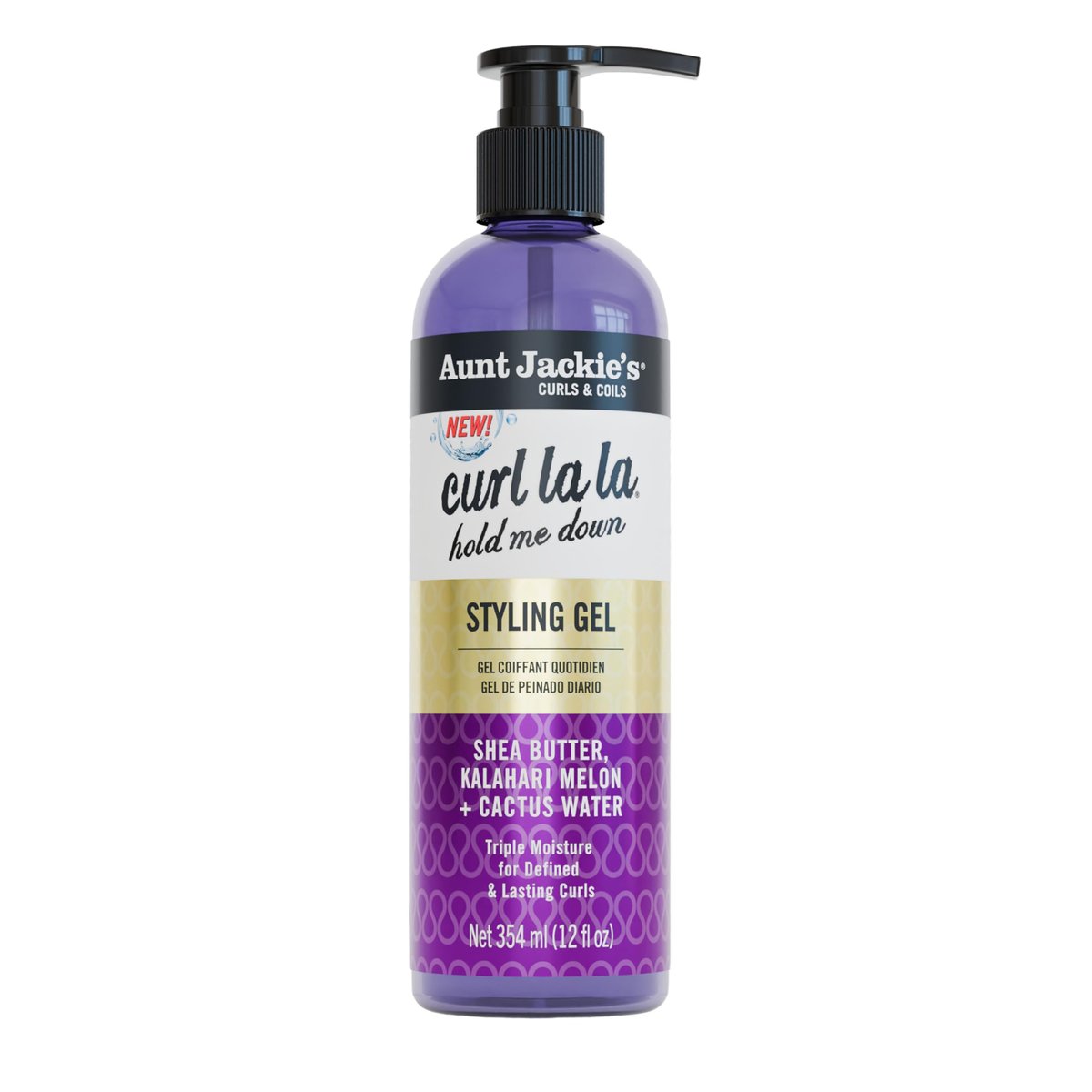 Aunt Jackie's Curls & Coils Curl La La Hold Me Down Styling Gel - 12 fl oz - Triple Moisture for Defined and Lasting Curls - görsel 1