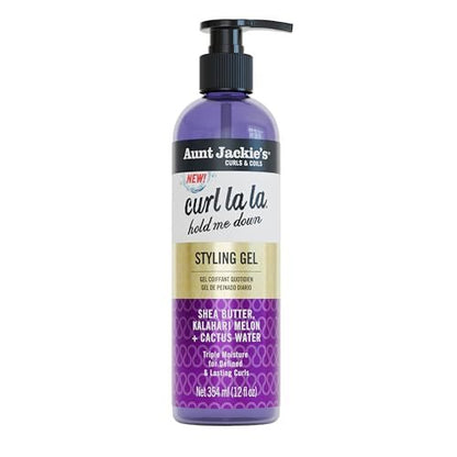 Aunt Jackie's Curls & Coils Curl La La Hold Me Down Styling Gel - 12 fl oz - Triple Moisture for Defined and Lasting Curls