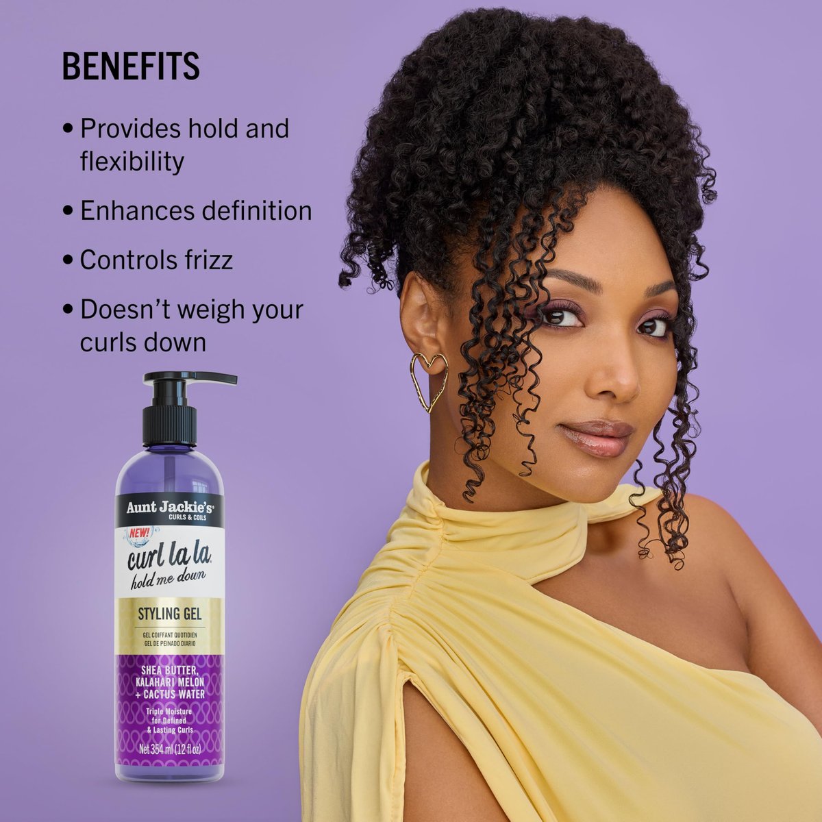 Aunt Jackie's Curls & Coils Curl La La Hold Me Down Styling Gel - 12 fl oz - Triple Moisture for Defined and Lasting Curls - görsel 5