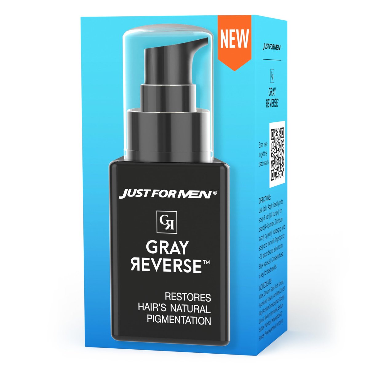 Just for Men Gray Reverse Daily Hair Serum – Gradually Reduces Gray Hair, Easy Dye-Free Formula, Travel-Friendly, 1.7 oz - görsel 1