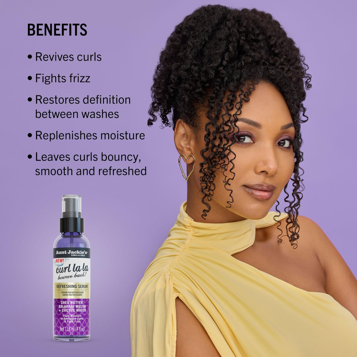 Aunt Jackie's Curls & Coils Curl La La Bounce Back Refreshing Serum, 4 fl oz - Triple Moisture to Revitalize Curls and Fight Frizz - görsel 5