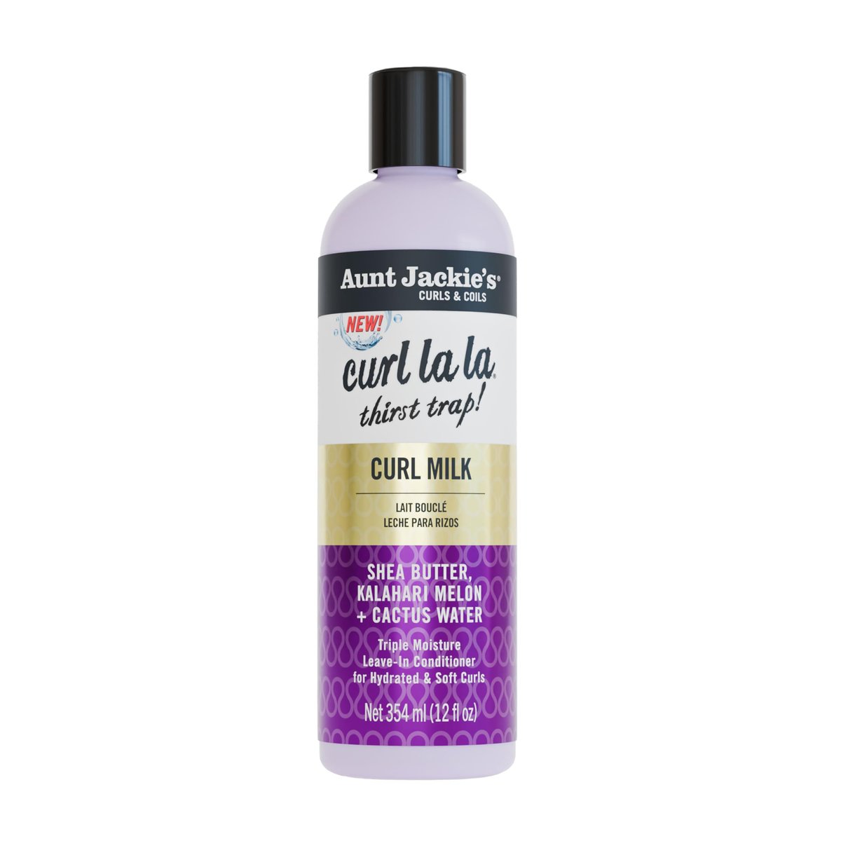 Aunt Jackie's Curls & Coils Curl La La Thirst Trap Curl Milk - Triple Moisture Leave-In Conditioner for Hydrated and Soft Curls, 12 fl oz - görsel 1