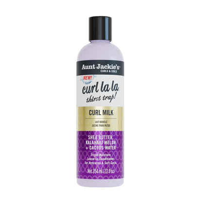 Aunt Jackie's Curls & Coils Curl La La Thirst Trap Curl Milk - Triple Moisture Leave-In Conditioner for Hydrated and Soft Curls, 12 fl oz