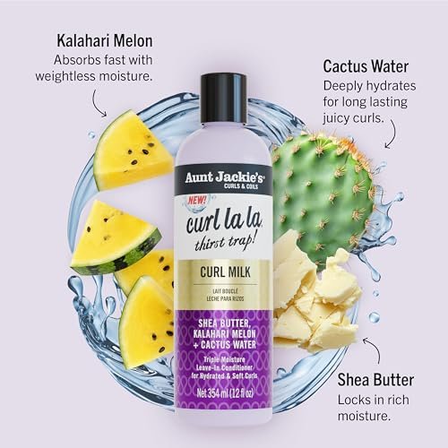 Aunt Jackie's Curls & Coils Curl La La Thirst Trap Curl Milk - Triple Moisture Leave-In Conditioner for Hydrated and Soft Curls, 12 fl oz - görsel 4