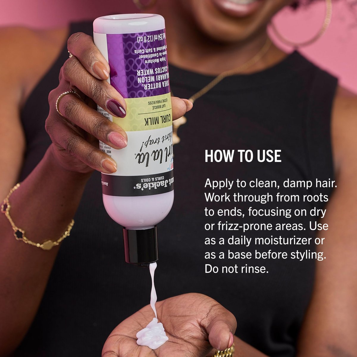 Aunt Jackie's Curls & Coils Curl La La Thirst Trap Curl Milk - Triple Moisture Leave-In Conditioner for Hydrated and Soft Curls, 12 fl oz - görsel 11