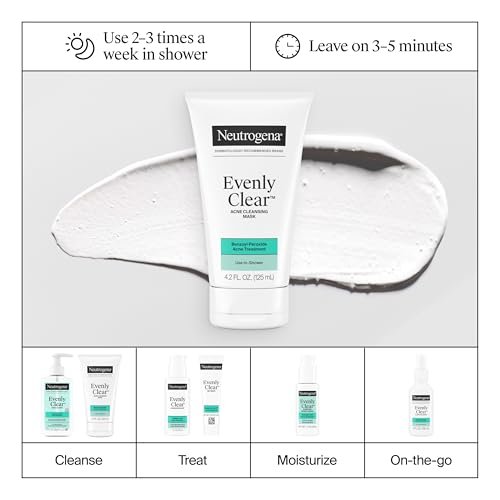 Neutrogena Evenly Clear Acne Cleansing Face Mask with 3.5% Benzoyl Peroxide & Bentonite Clay, Purifying Clay Mask Absorbs Oil to Visibly Improve Skin, 4.2 fl. oz - görsel 12