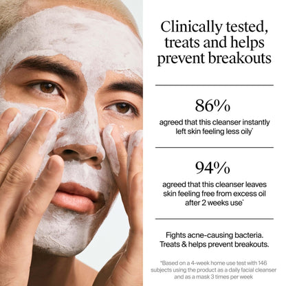 Neutrogena Evenly Clear Acne Cleansing Face Mask with 3.5% Benzoyl Peroxide & Bentonite Clay, Purifying Clay Mask Absorbs Oil to Visibly Improve Skin, 4.2 fl. oz