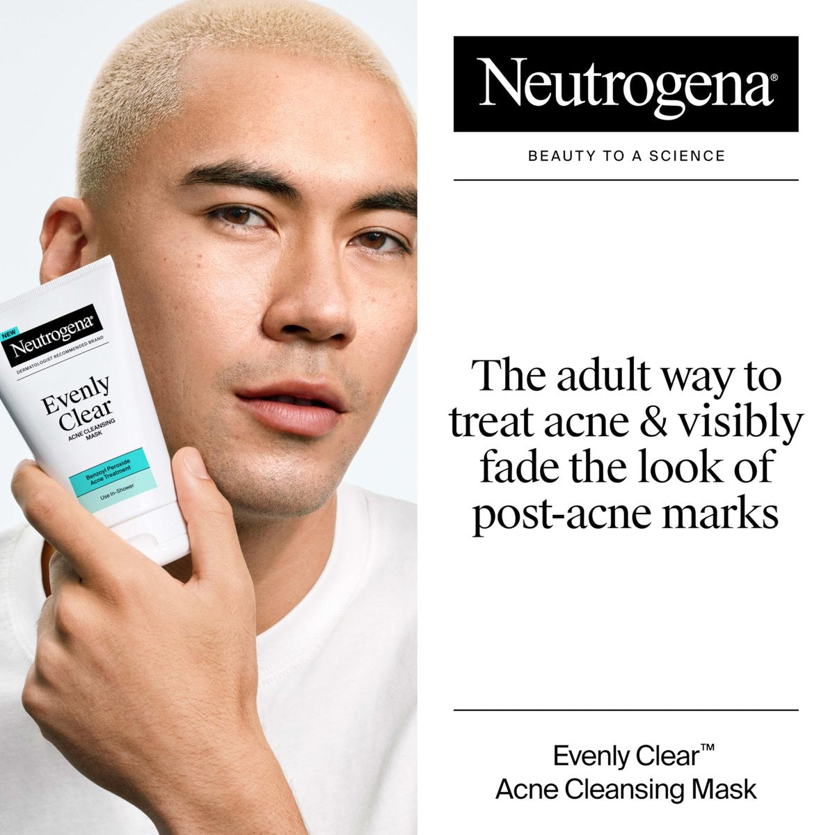 Neutrogena Evenly Clear Acne Cleansing Face Mask with 3.5% Benzoyl Peroxide & Bentonite Clay, Purifying Clay Mask Absorbs Oil to Visibly Improve Skin, 4.2 fl. oz - görsel 3