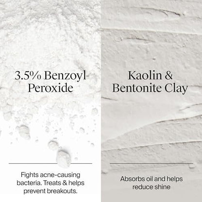 Neutrogena Evenly Clear Acne Cleansing Face Mask with 3.5% Benzoyl Peroxide & Bentonite Clay, Purifying Clay Mask Absorbs Oil to Visibly Improve Skin, 4.2 fl. oz