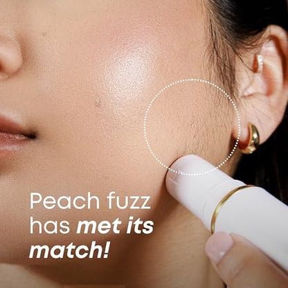 Bushbalm Touch-Up Trimmer for Face - Painless Facial Hair Remover for Peach Fuzz & Fine Hairs - Waterproof Cordless Rechargeable Grooming Tool with LED Light - Frankie Avelisse