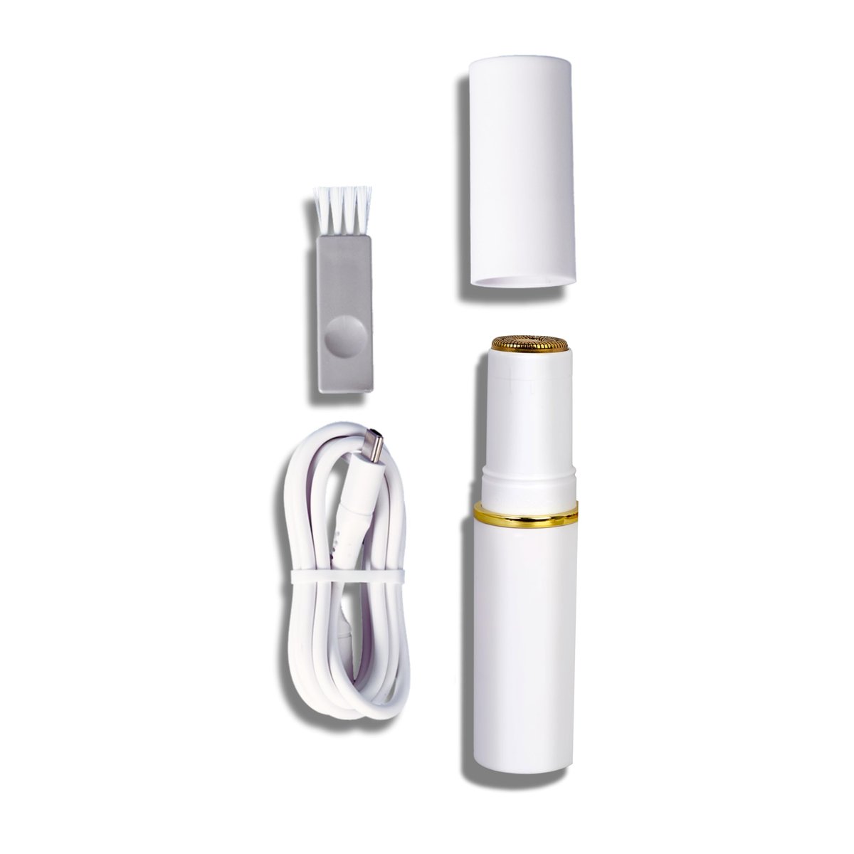 Bushbalm Touch-Up Trimmer for Face - Painless Facial Hair Remover for Peach Fuzz & Fine Hairs - Waterproof Cordless Rechargeable Grooming Tool with LED Light - Frankie Avelisse