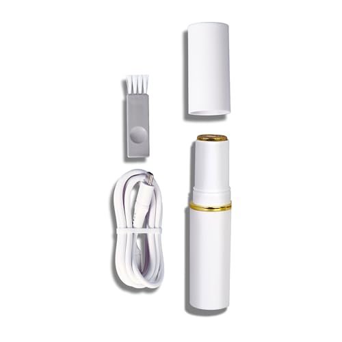 Bushbalm Touch-Up Trimmer for Face - Painless Facial Hair Remover for Peach Fuzz & Fine Hairs - Waterproof Cordless Rechargeable Grooming Tool with LED Light - Frankie Avelisse