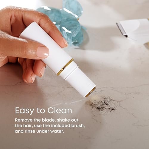 Bushbalm Touch-Up Trimmer for Face - Painless Facial Hair Remover for Peach Fuzz & Fine Hairs - Waterproof Cordless Rechargeable Grooming Tool with LED Light - Frankie Avelisse