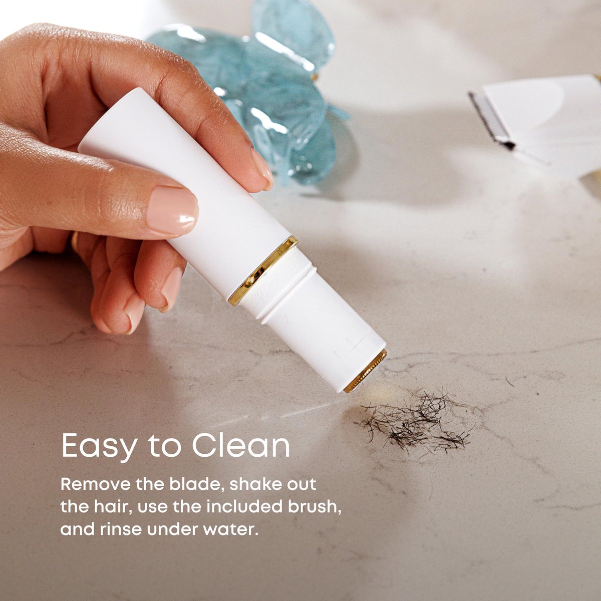 Bushbalm Touch-Up Trimmer for Face - Painless Facial Hair Remover for Peach Fuzz & Fine Hairs - Waterproof Cordless Rechargeable Grooming Tool with LED Light - Frankie Avelisse