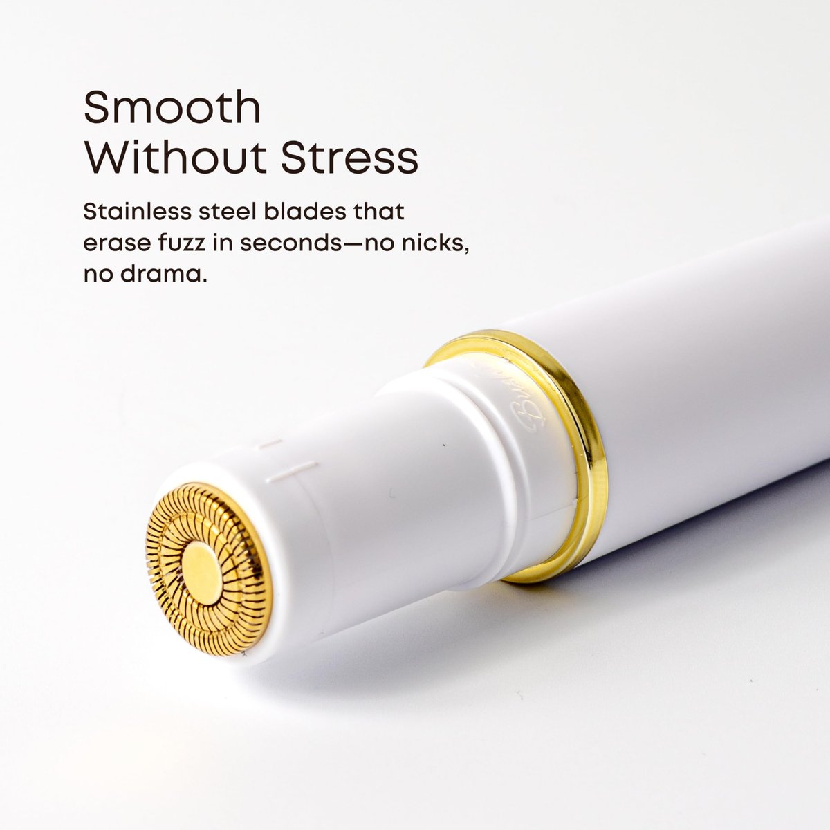Bushbalm Touch-Up Trimmer for Face - Painless Facial Hair Remover for Peach Fuzz & Fine Hairs - Waterproof Cordless Rechargeable Grooming Tool with LED Light - Frankie Avelisse