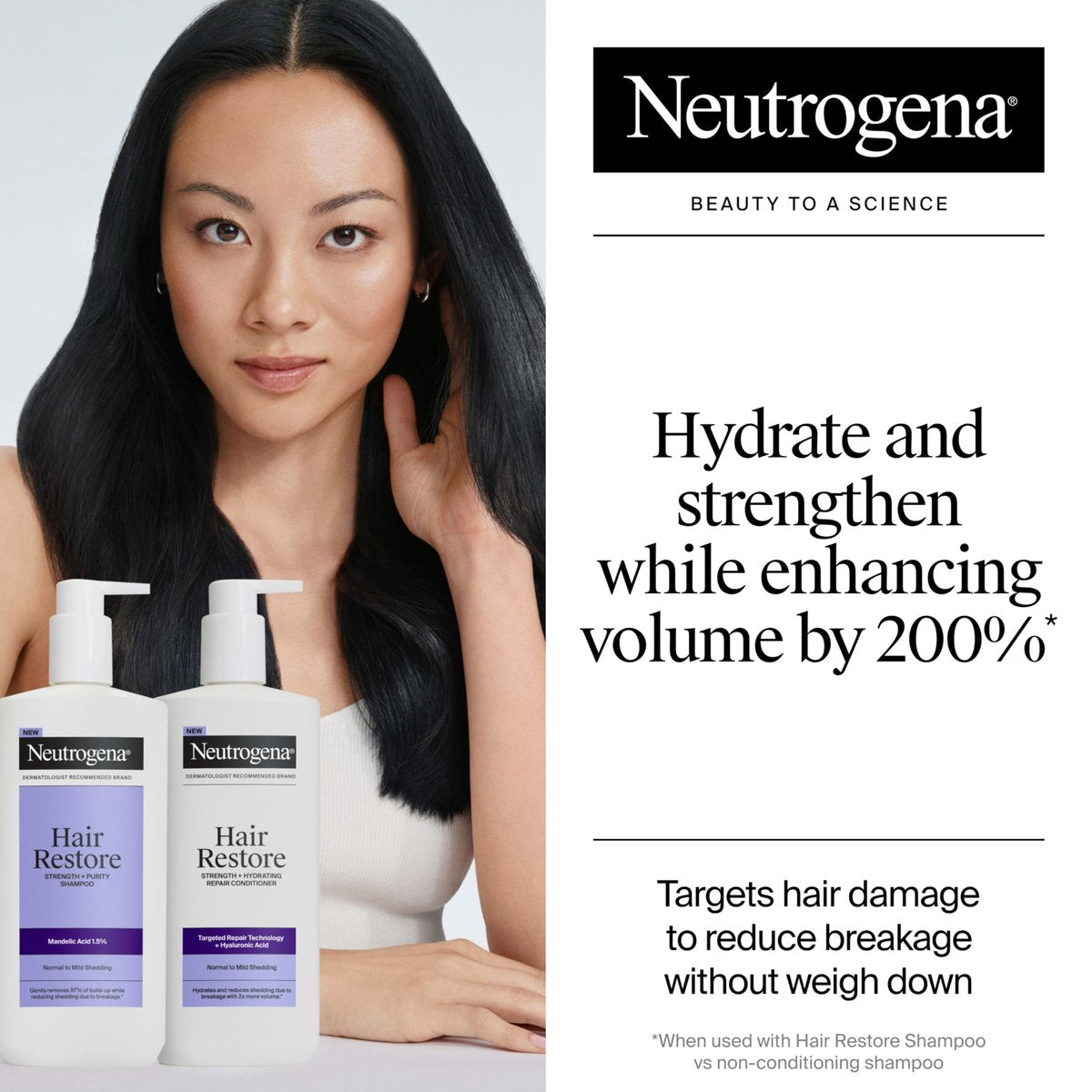 Neutrogena Hair Restore Strength + Hydrating Repair Conditioner with Hyaluronic Acid, Sulfate-Free, 13 fl. oz - görsel 5