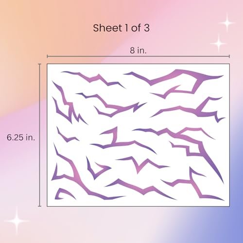 UV Glow Pattern Temporary Tattoos | 3 Sheets Purple Demon Energy | Blacklight Activated Neon Blue | Hunter Cosplay Fake Tat Stickers for Kids, Birthday, Glow Party, Halloween - görsel 10