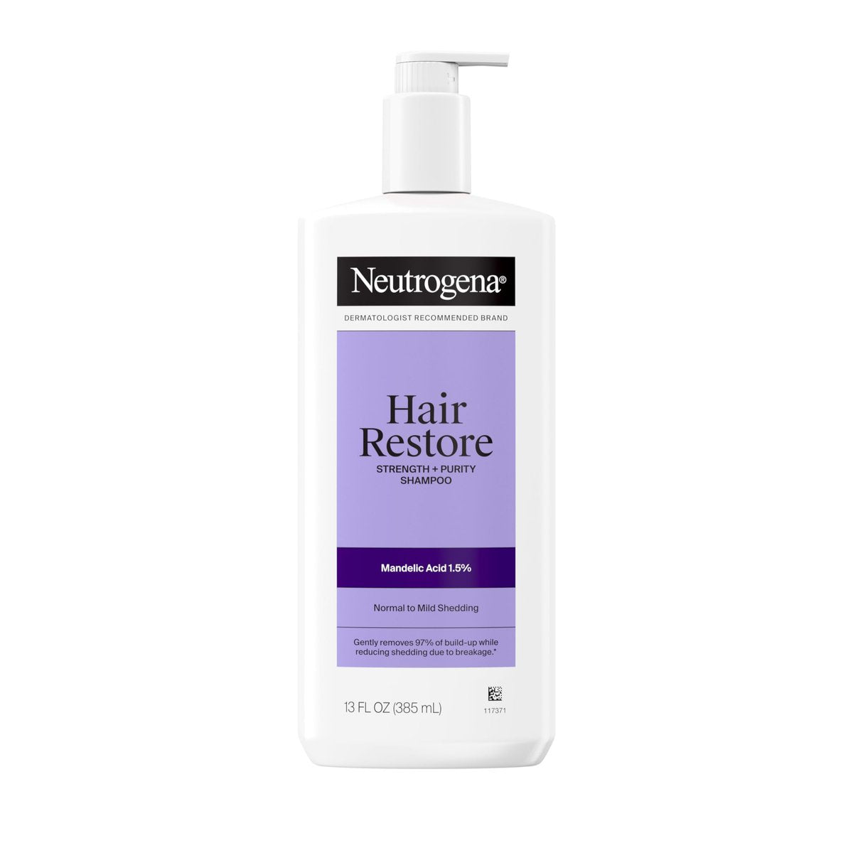 Neutrogena Hair Restore Strength + Purity Shampoo, Exfoliating Hair Wash with 1.5% Mandelic Acid, Gently Removes 97% of Buildup & Reduces Shedding due to Breakage, Paraben-Free, 13 fl oz - görsel 1