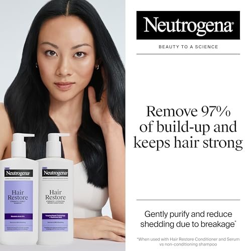 Neutrogena Hair Restore Strength + Purity Shampoo, Exfoliating Hair Wash with 1.5% Mandelic Acid, Gently Removes 97% of Buildup & Reduces Shedding due to Breakage, Paraben-Free, 13 fl oz - görsel 6