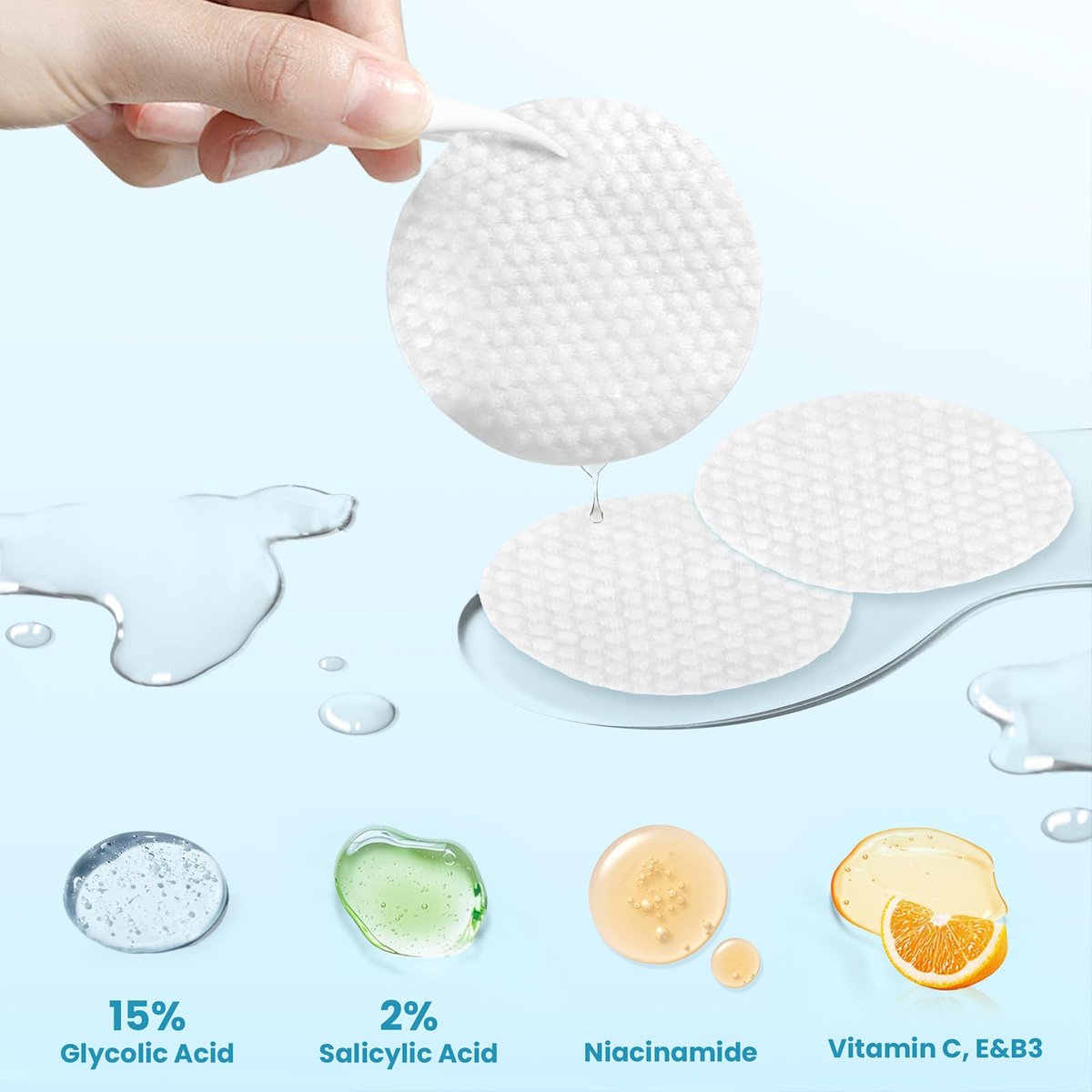 Glycolic Acid Resurfacing Pads – 15% Ultra Pure Glycolic Acid & 2% Salicylic Acid Exfoliating Peel for Face, Smooth Skin, Wrinkle Prevention, Radiant Skin Renewal – 60 Pads - görsel 5