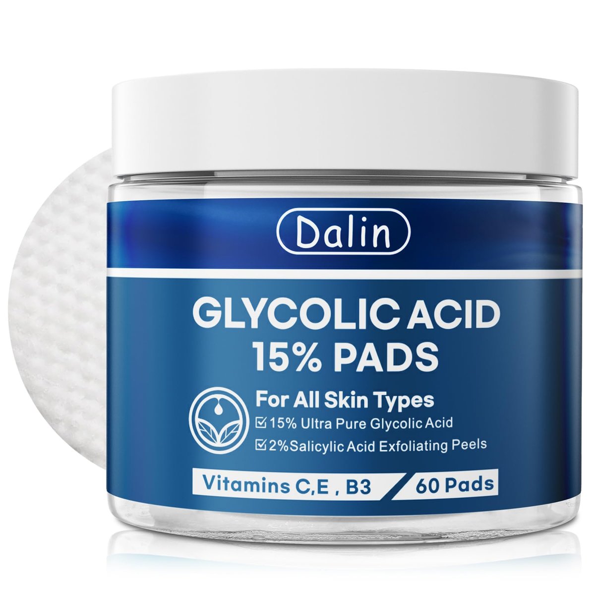 Glycolic Acid Resurfacing Pads – 15% Ultra Pure Glycolic Acid & 2% Salicylic Acid Exfoliating Peel for Face, Smooth Skin, Wrinkle Prevention, Radiant Skin Renewal – 60 Pads - görsel 1