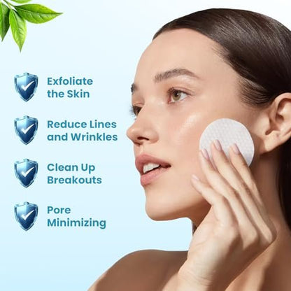 Glycolic Acid Resurfacing Pads – 15% Ultra Pure Glycolic Acid & 2% Salicylic Acid Exfoliating Peel for Face, Smooth Skin, Wrinkle Prevention, Radiant Skin Renewal – 60 Pads