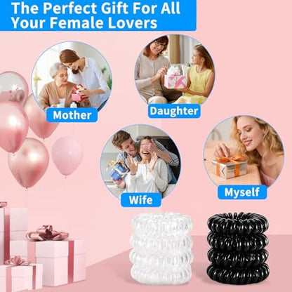 AskBed 8PCS Spiral Hair Ties for Women - No Damage, Creaseless Ponytail Holders for Thick and Thin Hair - Dent-Free Coil Design, Phone Cord Style - 1.57 Inch (4 cm) Diameter